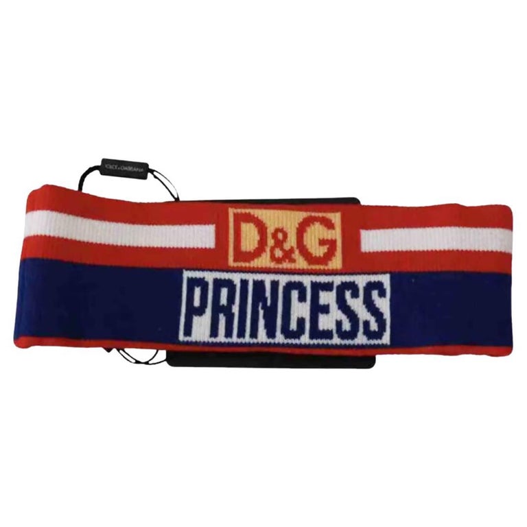 Dolce and Gabbana Multicolor Wool DG Princess Headband Red Blue Sportswear  Bandeau For Sale at 1stDibs