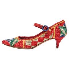 Dolce & Gabbana Multicolor Woven Raffia Pumps Size 36