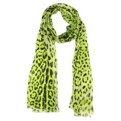 Dolce & Gabbana Multicolor Yellow Green Silk Leopard Scarf Wrap Beachwear DG