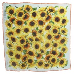 Dolce & Gabbana Multicolor Yellow Modal Cashmere Sunflower Floral Scarf Wrap DG