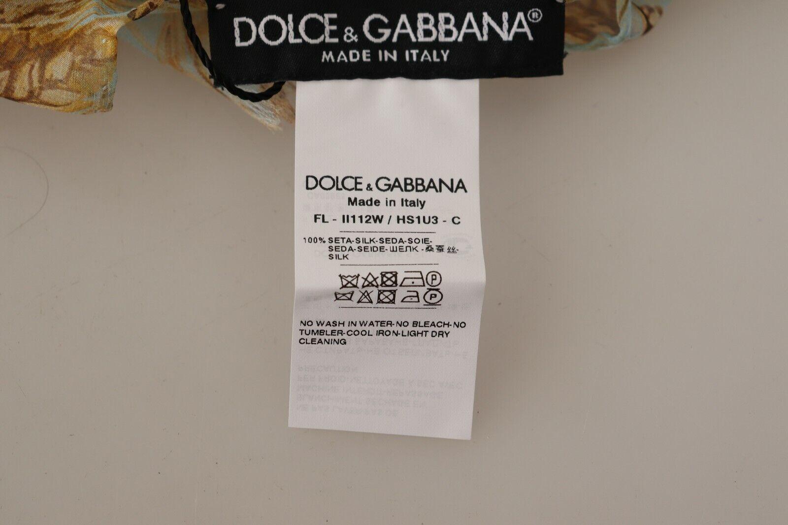 Dolce & Gabbana Multicolor Yellow Silk Floral Crop Scarf Wrap Beachwear DG For Sale 3