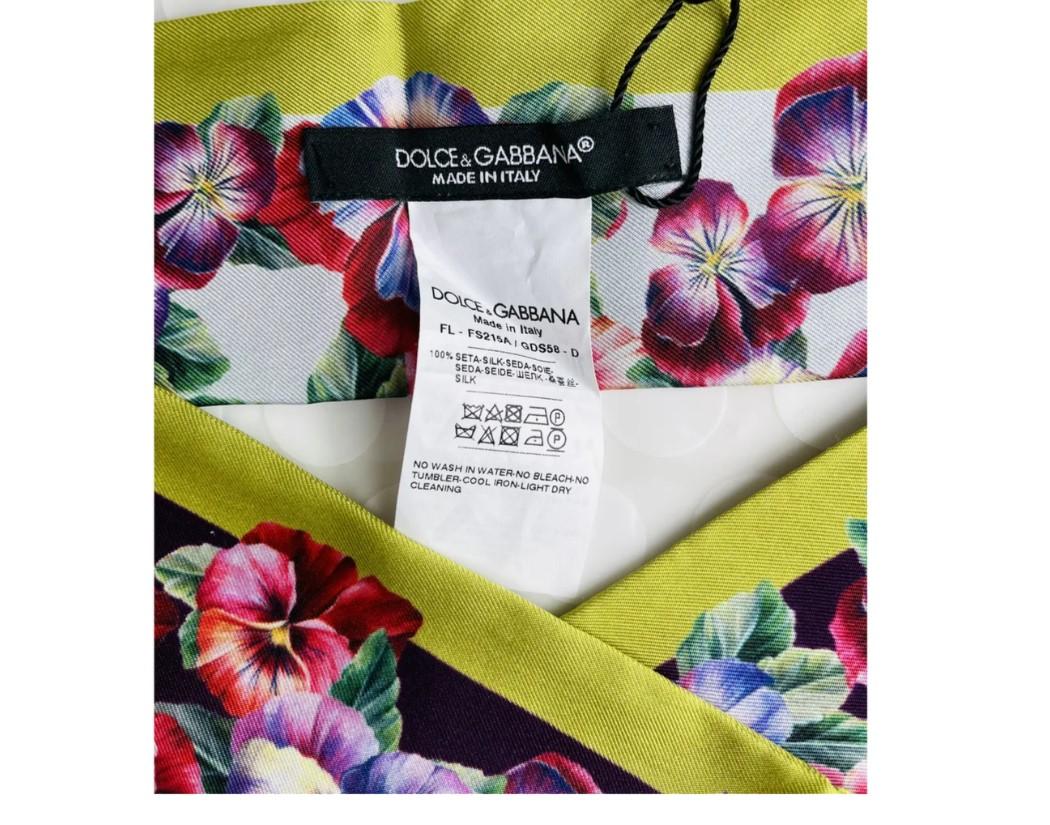 Dolce & Gabbana Floral Silk scarf head scarf 
Size 5cmx100cm 
100% silk 
Brand new with tags
Made in Italy 
Please check my other DG clothing & accessories!