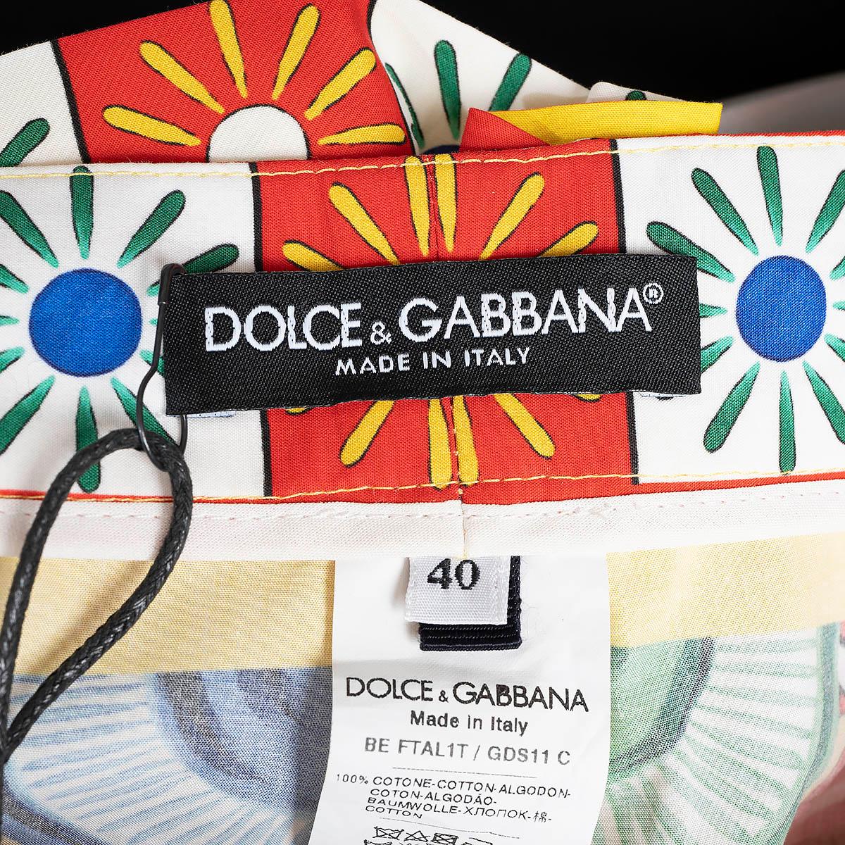 DOLCE & GABBANA multicolored cotton 2021 CARRETTO PRINT Shorts Pants 40 S For Sale 3