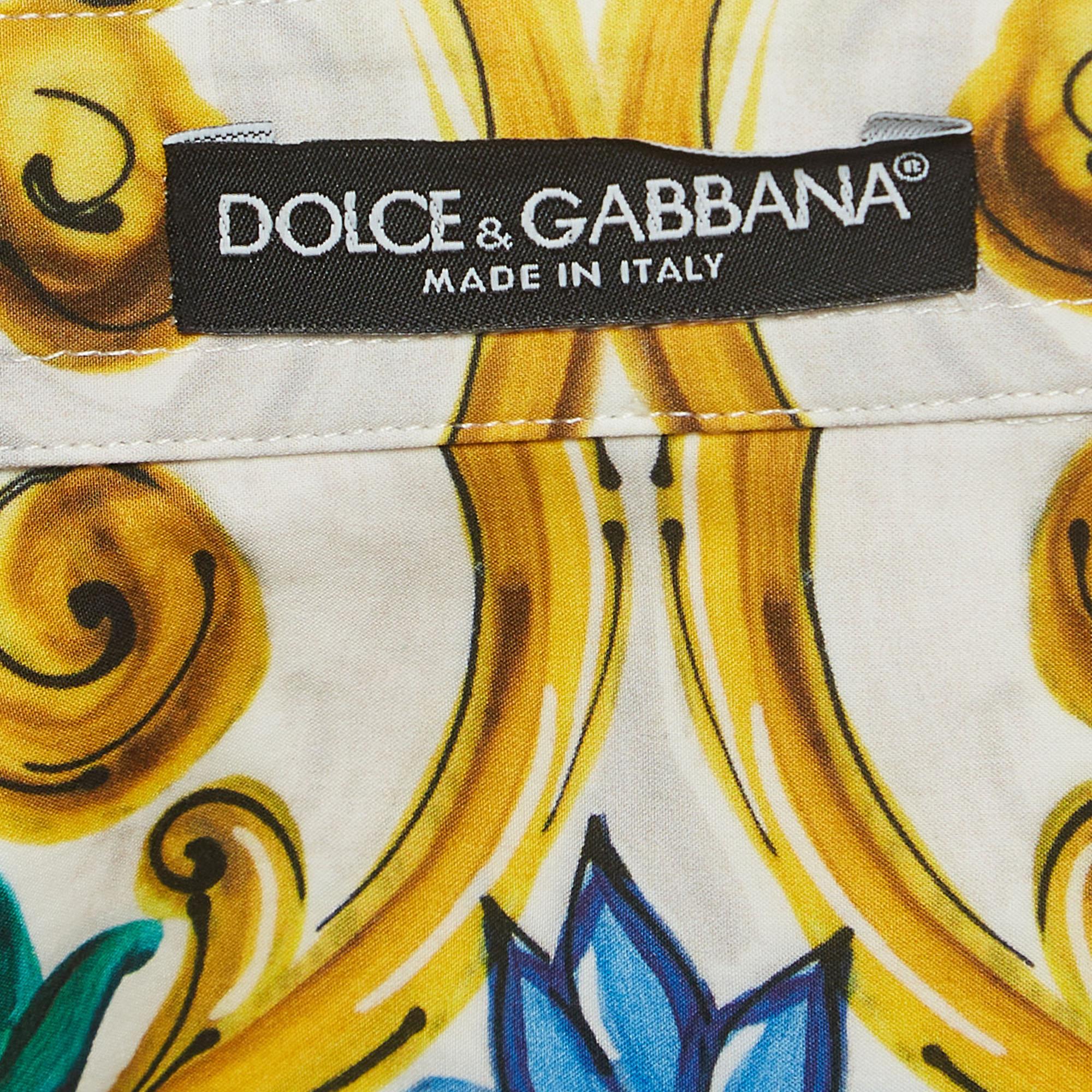 Women's Dolce & Gabbana Multicolored Majolica Printed Cotton Button Front Shirt M