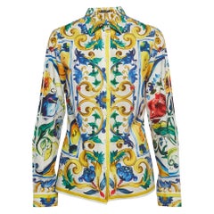 Dolce & Gabbana Multicolored Majolica Printed Cotton Button Front Shirt M