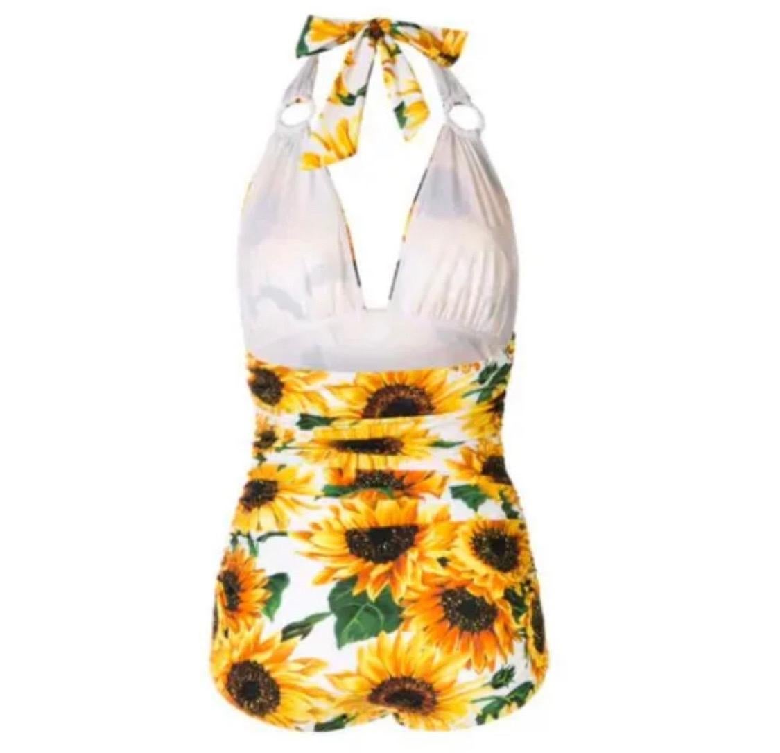Dolce & Gabbana Multicolored one-piece swimsuit with sunflower
patterns 1