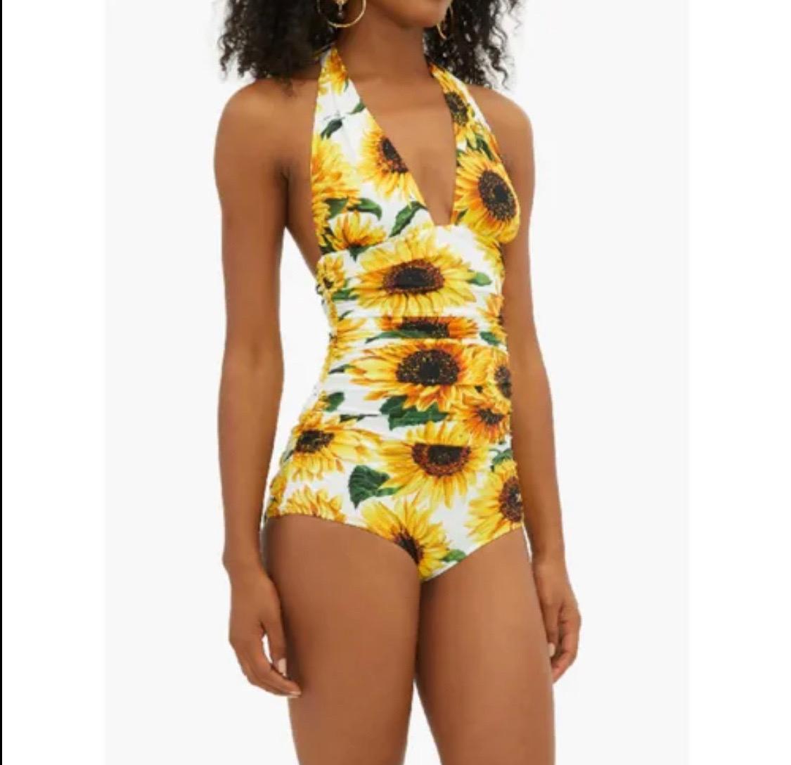Dolce & Gabbana Multicolored one-piece swimsuit with sunflower
patterns 3