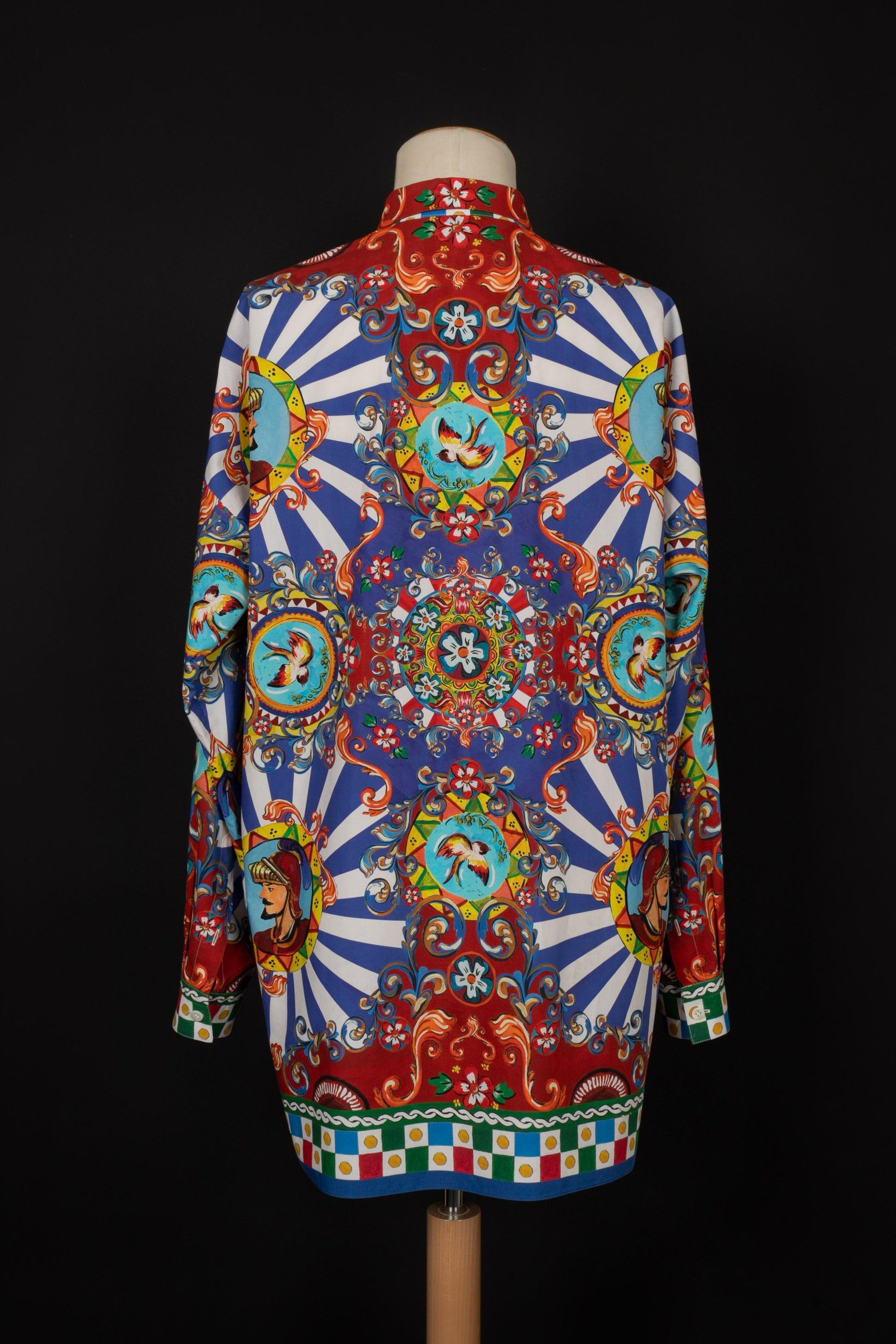 Men's Dolce & Gabbana Multicolored Printed Ccotton Shirt, 2016 For Sale