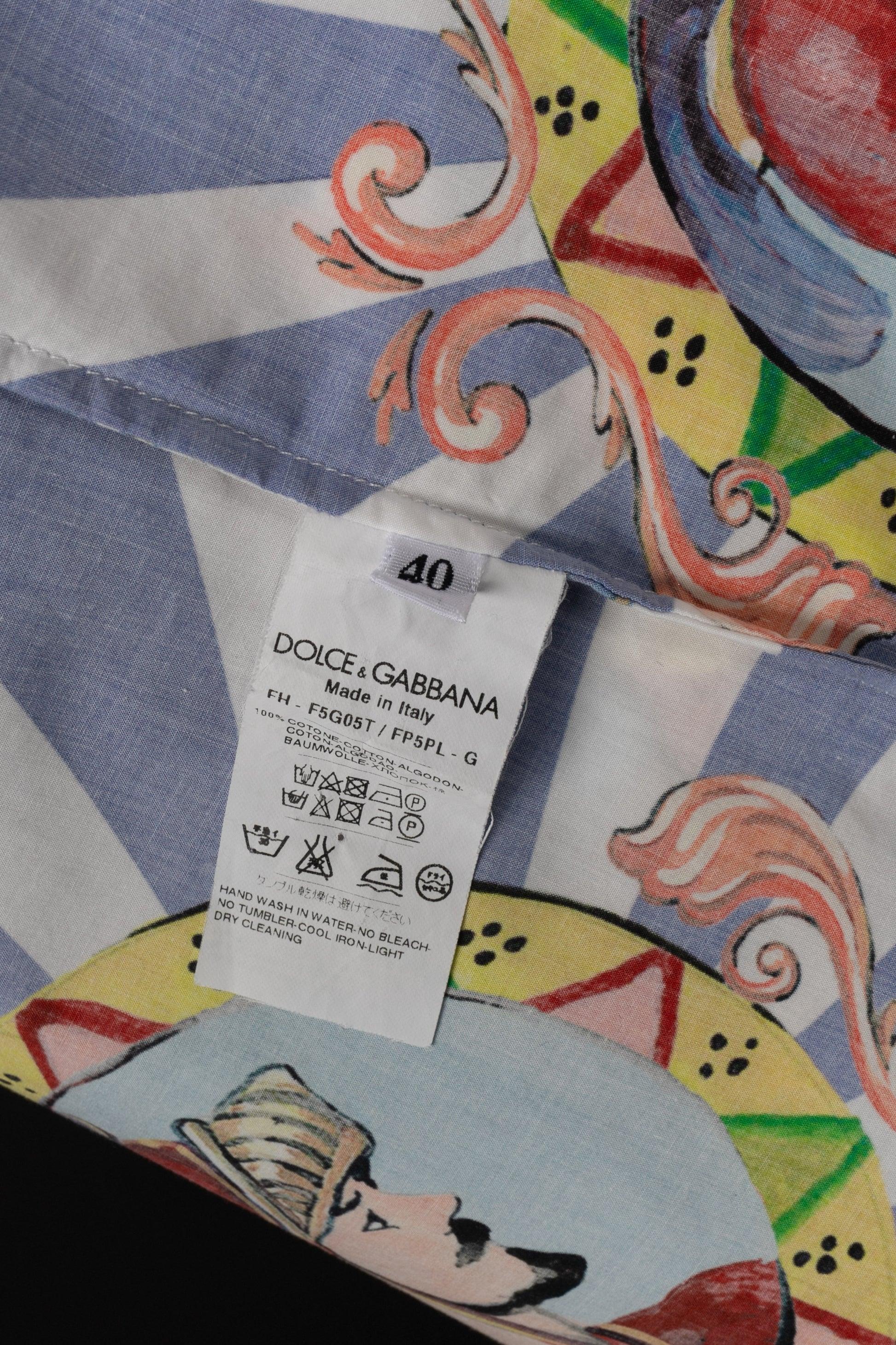 Dolce & Gabbana Mehrfarbig bedrucktes Ccotton-Hemd, 2016 im Angebot 3