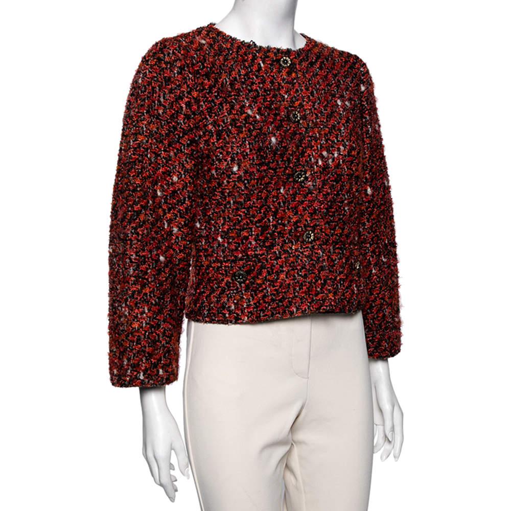 Dolce & Gabbana Multicolored Tweed Button Front Jacket M In Good Condition For Sale In Dubai, Al Qouz 2