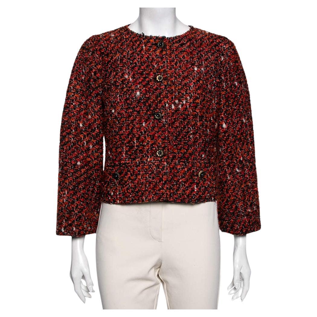 Dolce & Gabbana Multicolored Tweed Button Front Jacket M For Sale
