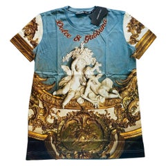 Camiseta de mujer Dolce & Gabbana de algodón con estampado de ángeles multicolor