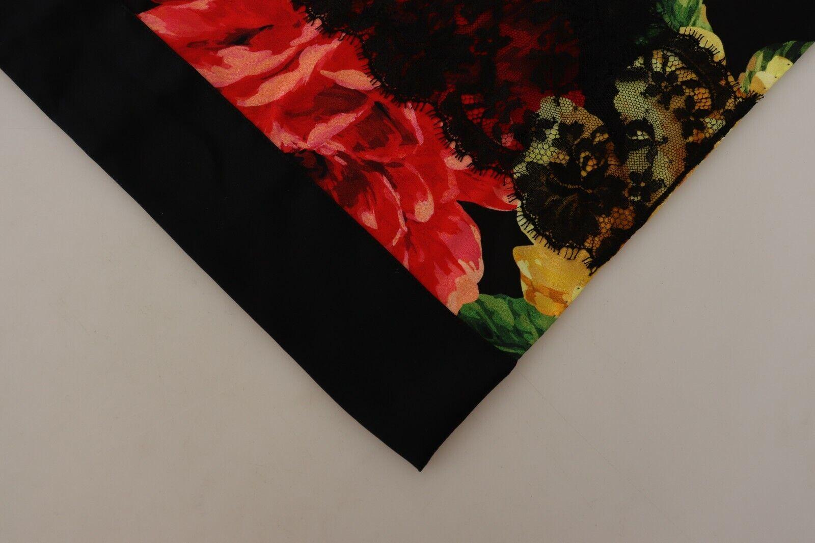 Dolce & Gabbana Multicolour Black Red Silk Floral Scarf Wrap Beachwear Women   For Sale 1