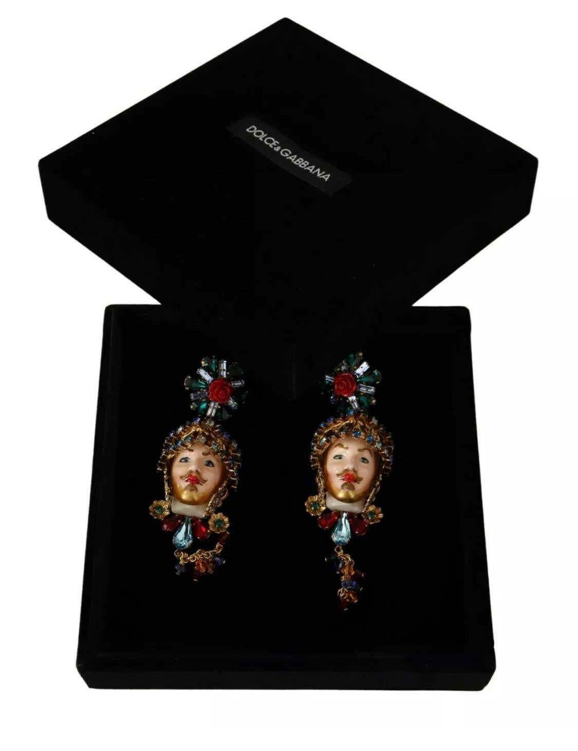 Dolce & Gabbana multicolour clip-on dangling pupi Carretto earrings  7