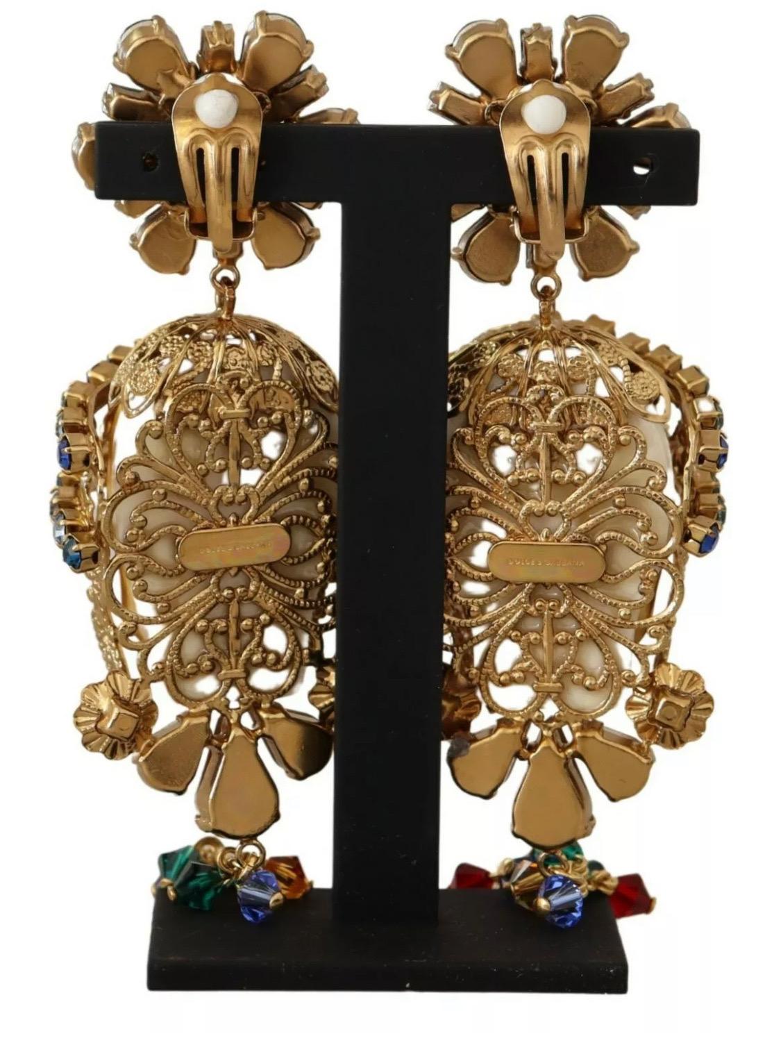 Modern Dolce & Gabbana multicolour clip-on dangling pupi Carretto earrings 
