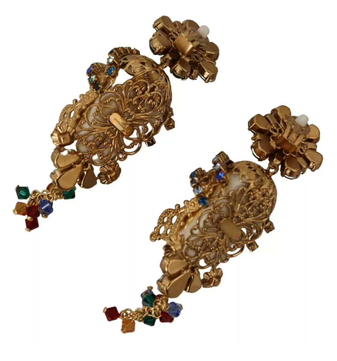 Women's Dolce & Gabbana multicolour clip-on dangling pupi Carretto earrings 
