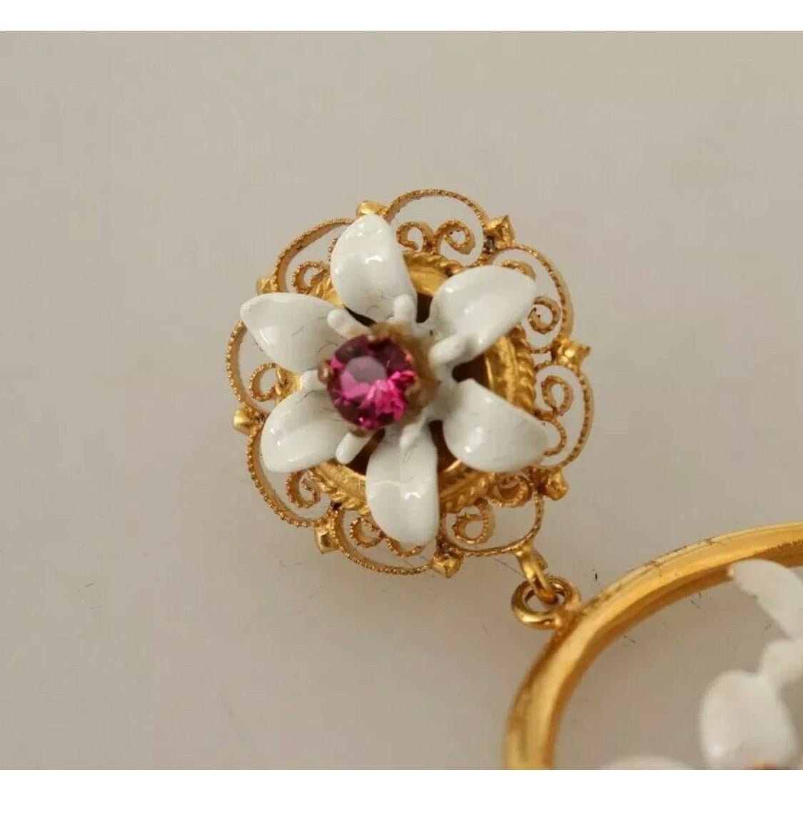 Dolce & Gabbana multicolour Clip-on dangling raffia floral earrings  1
