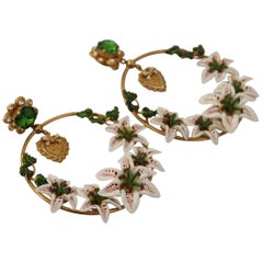 Dolce & Gabbana multicolour clip-on lilies floral earrings