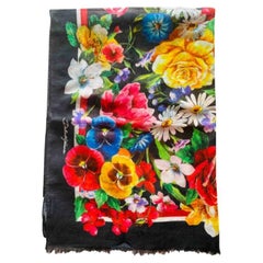Dolce & Gabbana Multicolour Cotton Floral Women Beach Pareo Beachwear Wrap Scarf