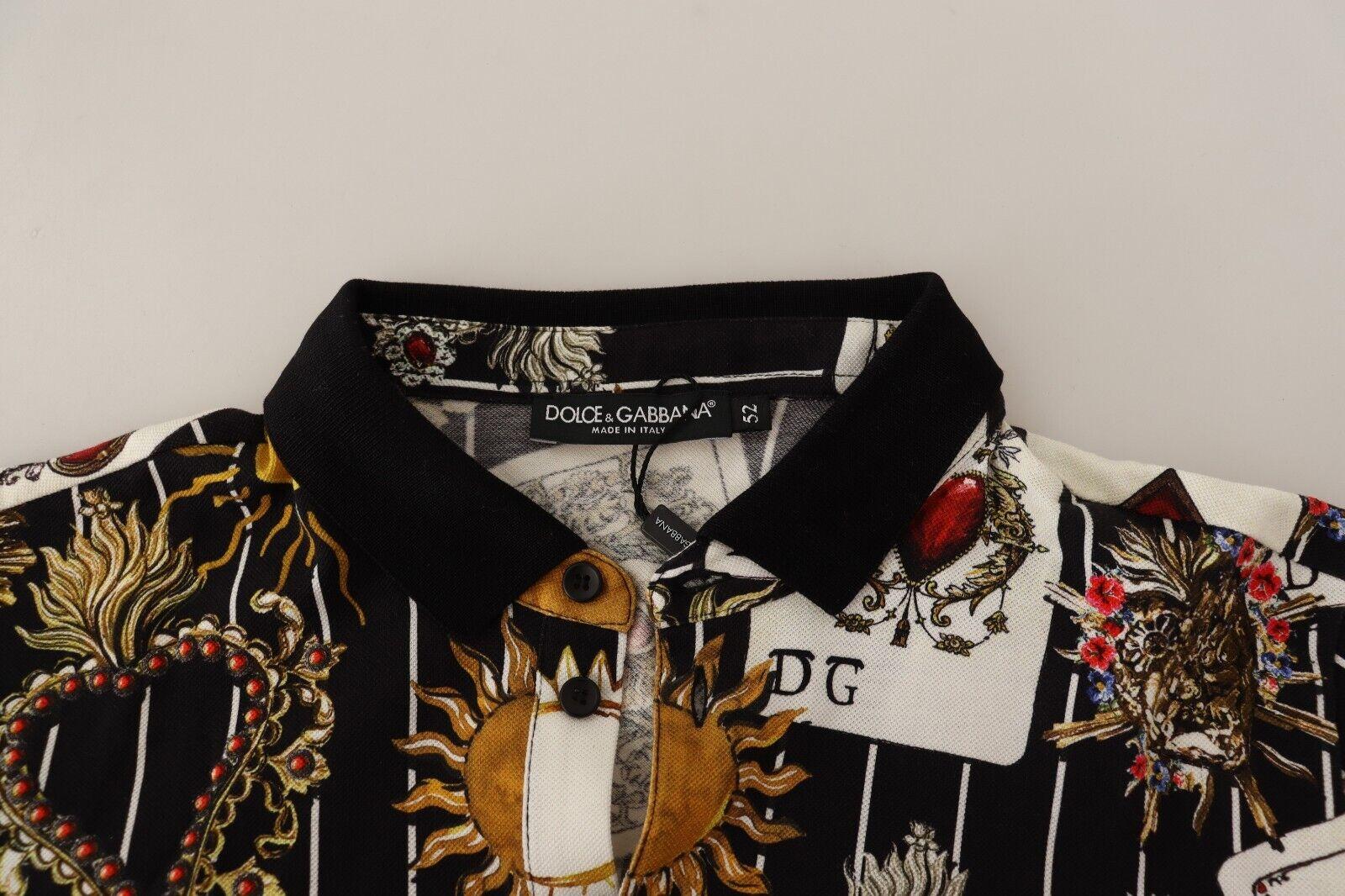 Dolce & Gabbana Multicolour Cotton Polo T-Shirt Shirt With Playing Cards Hearts In New Condition In WELWYN, GB