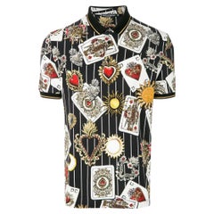 Dolce & Gabbana Multicolour Cotton Polo T-Shirt Shirt With Playing Cards Hearts