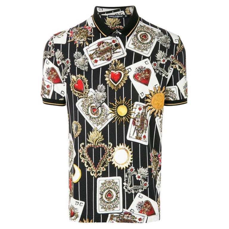 Dolce and Gabbana Multicolour Cotton Polo T-Shirt Shirt With Playing ...