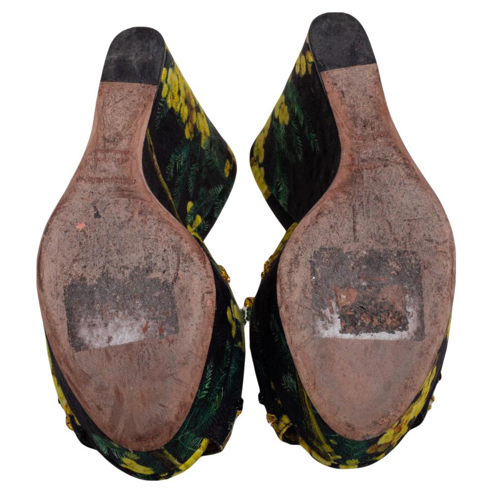 Dolce & Gabbana Multicolour Fabric Wedge Platform Sandals Size 37 3