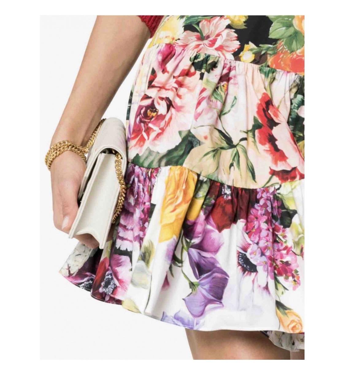 Beige Dolce & Gabbana Multicolour Floral
cotton skirt