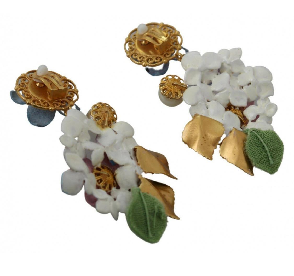 Dolce & Gabbana multicolour HORTENSIA BOUQUET drop clip on earrings  1