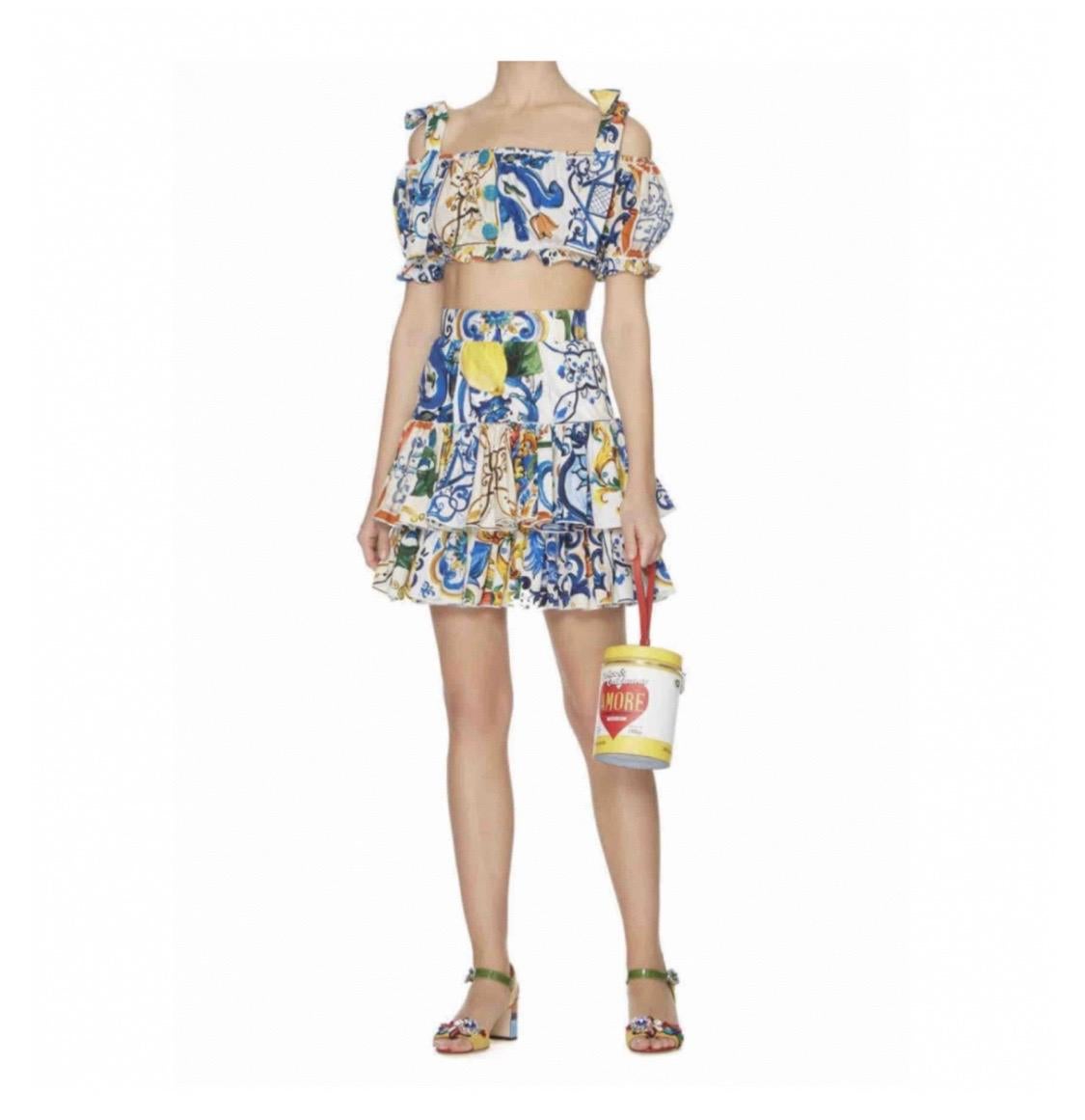 Dolce and Gabbana multicolour iconic Sicily majolica printed cotton women  skirt at 1stDibs