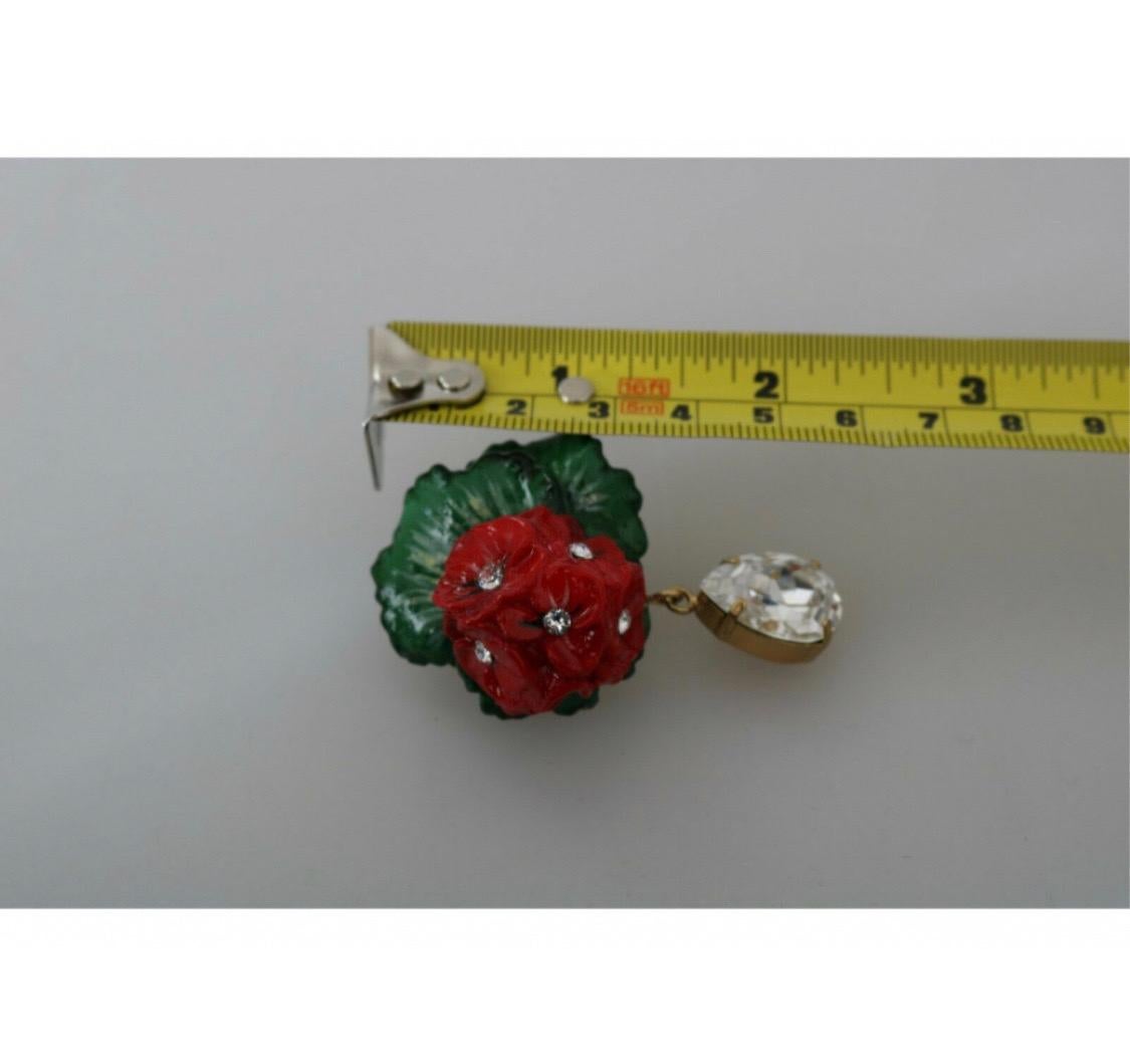 Dolce & Gabbana multicolour red and green metal drop clip on earrings  2