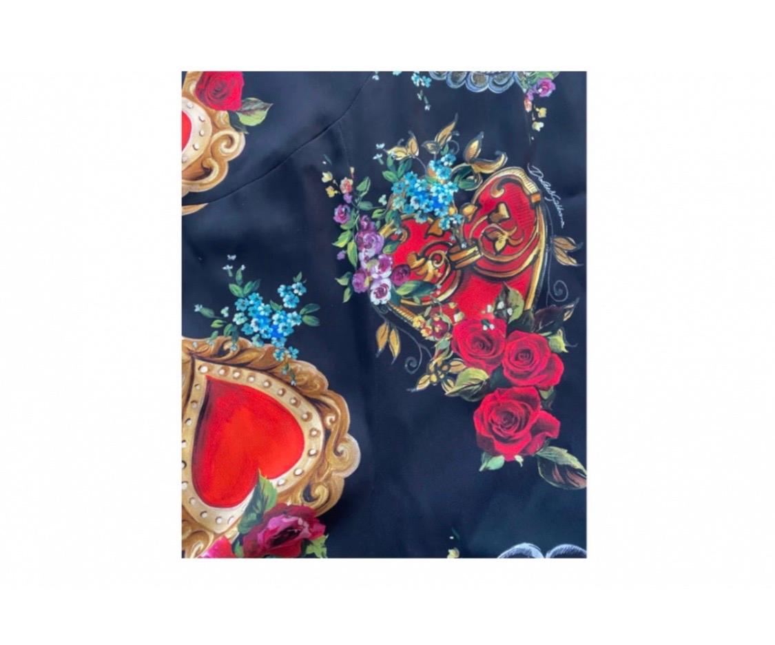 Dolce & Gabbana multicolour sacred heart rose printed mid length women skirt In New Condition In WELWYN, GB