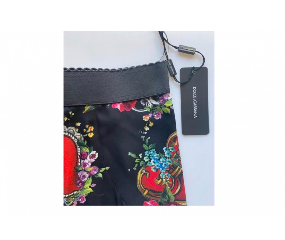Women's Dolce & Gabbana multicolour sacred heart rose printed mid length women skirt