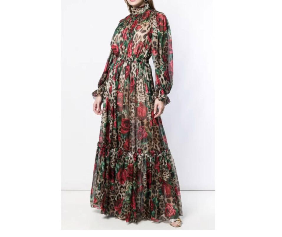 Dolce & Gabbana rose leopard print shiffon dress jumpsuit
Dolce & Gabbana are the height of romanticism, femininity and Italian luxury. Along with bright colours and signature floral blooms, the designers behind the iconic brand are expert in