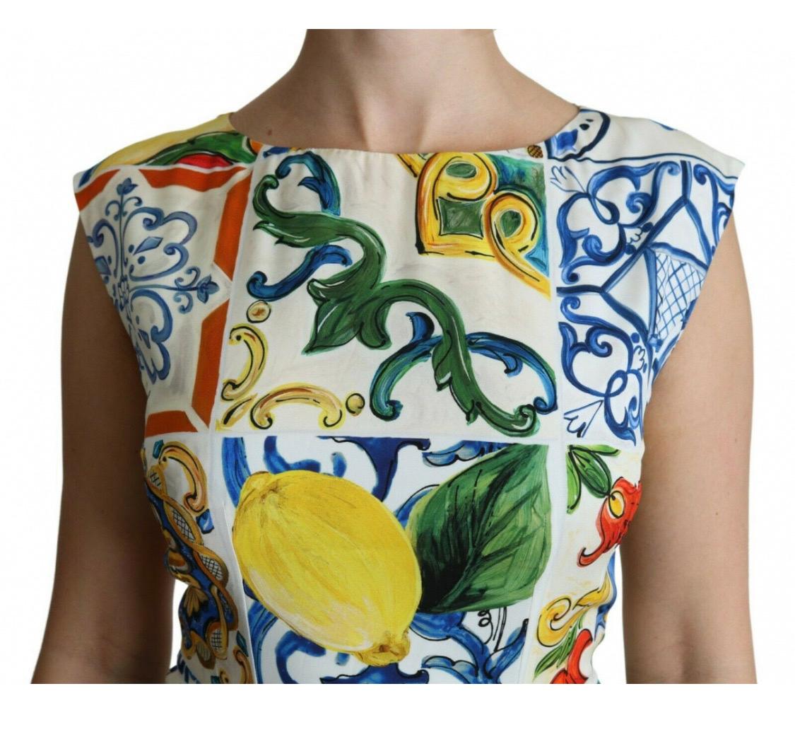 Women's Dolce & Gabbana multicolour silk sheath maxi length informal dress 