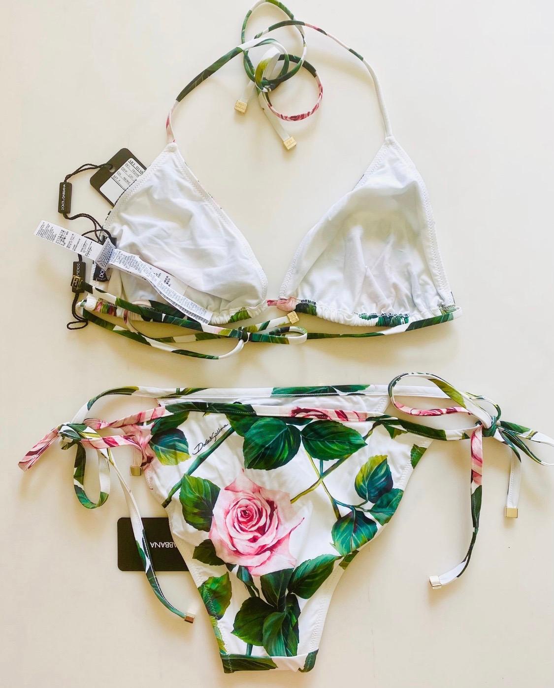 Gray Dolce & Gabbana multicolour Tropical Rose bikini set swimwear 