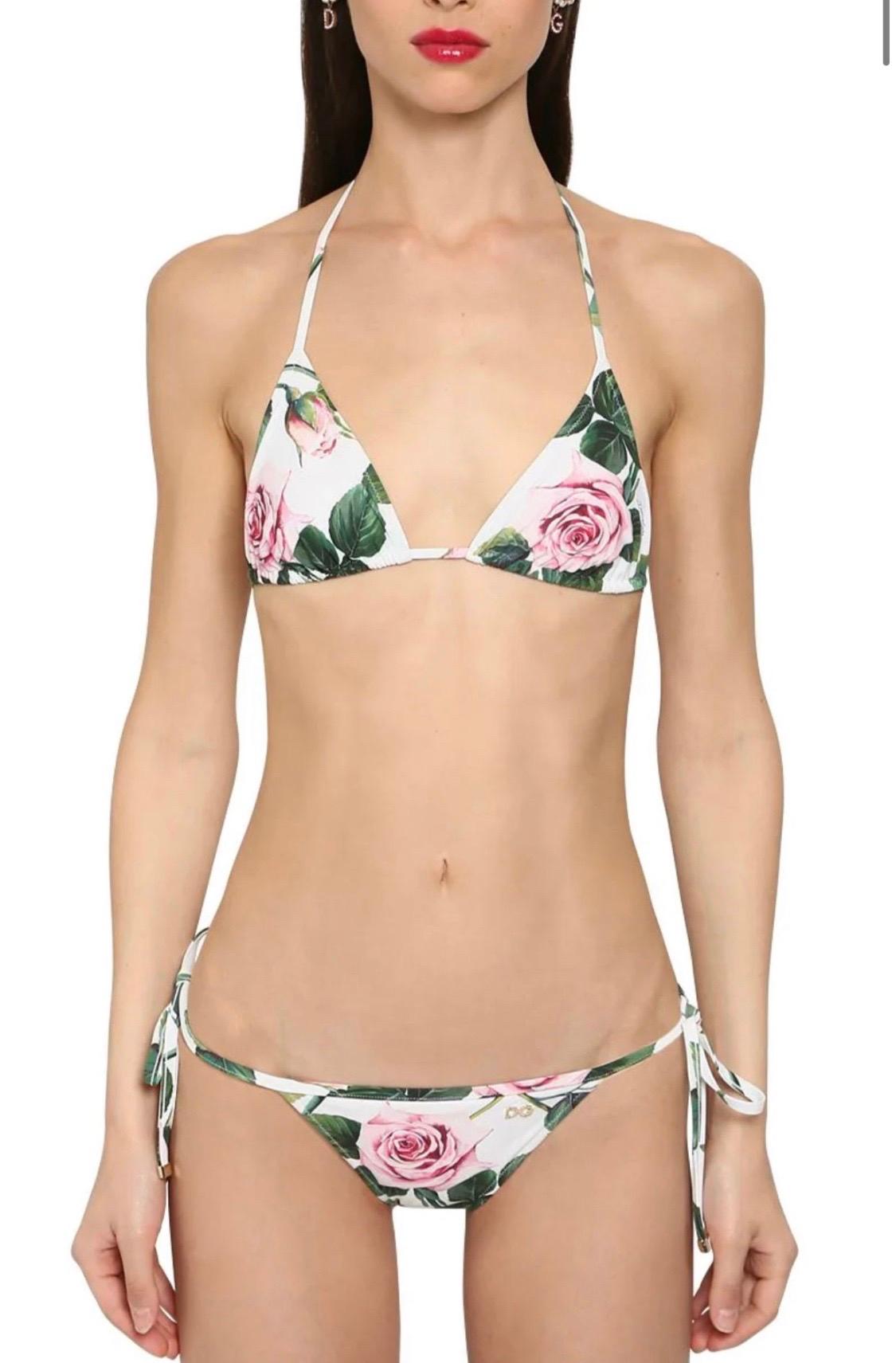 Dolce & Gabbana multicolour Tropical Rose bikini set swimwear  In New Condition In WELWYN, GB