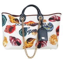 Dolce & Gabbana Multicolour White Cotton Capri Seashells Bag Tote Handbag DG