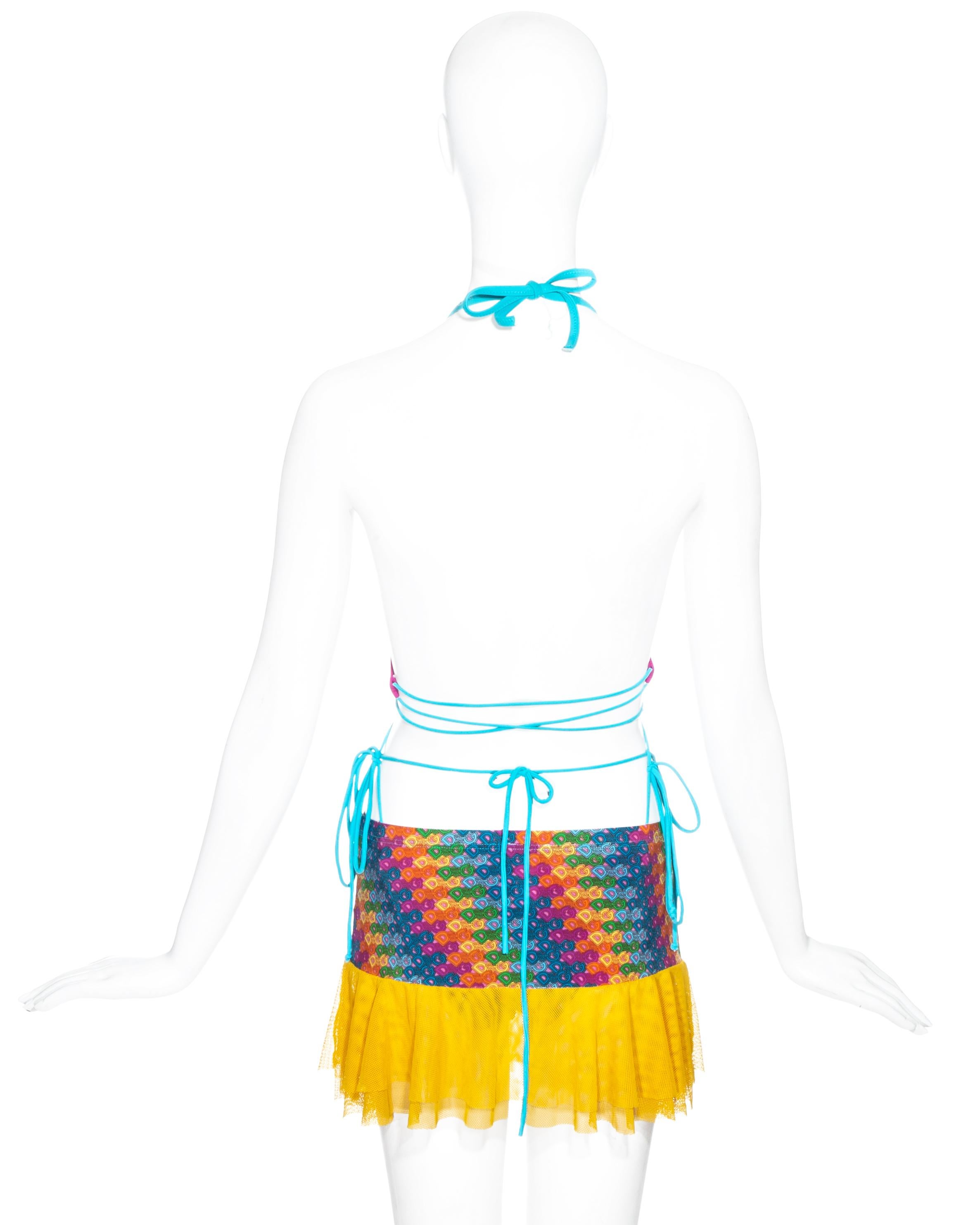Dolce & Gabbana multicoloured monogram bikini and mini skirt, c. 2000 2