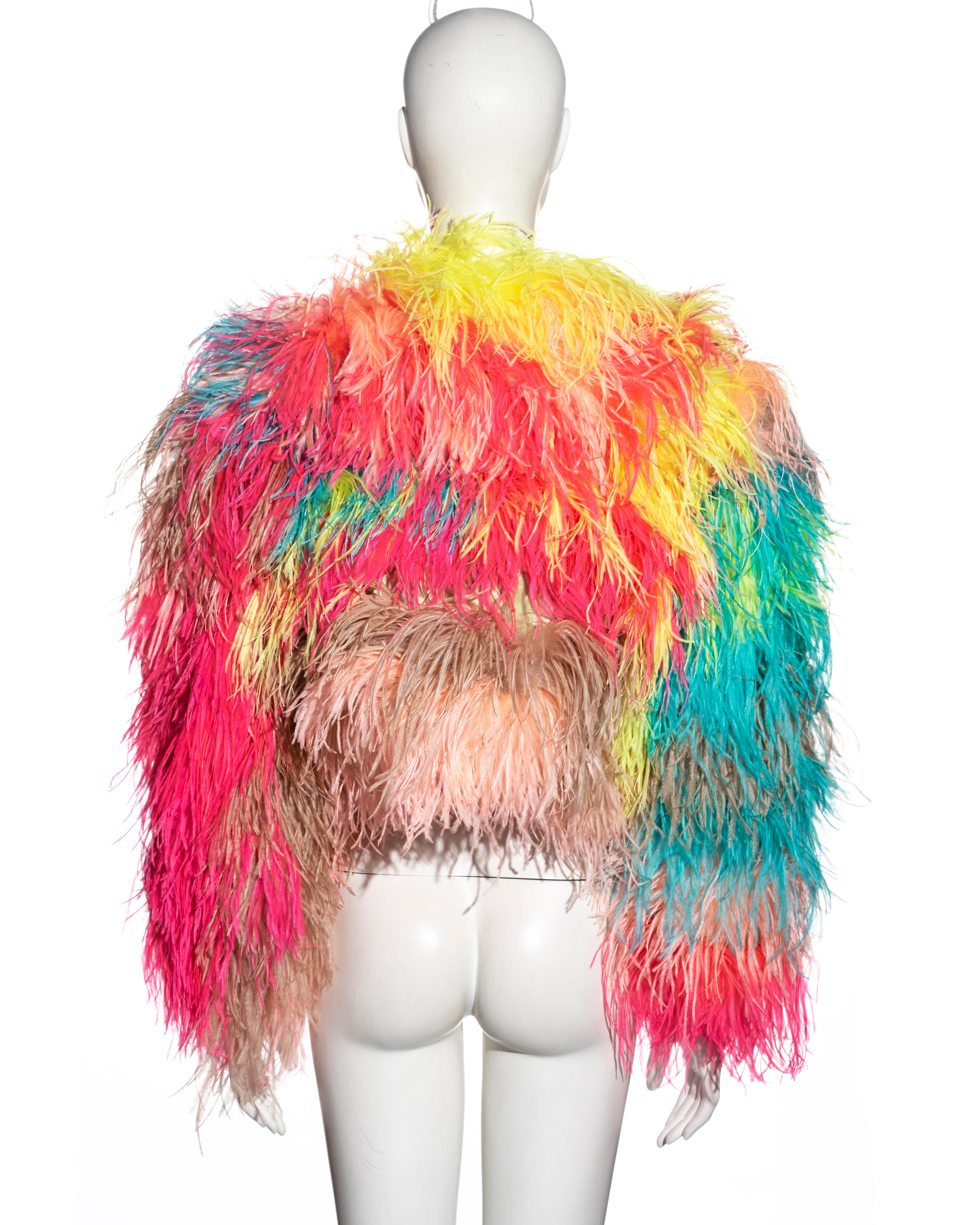 Dolce & Gabbana Mehrfarbige Bolerojacke mit Straußenlederverzierung und Straußenlederverzierung, H/W 2021 im Angebot 5