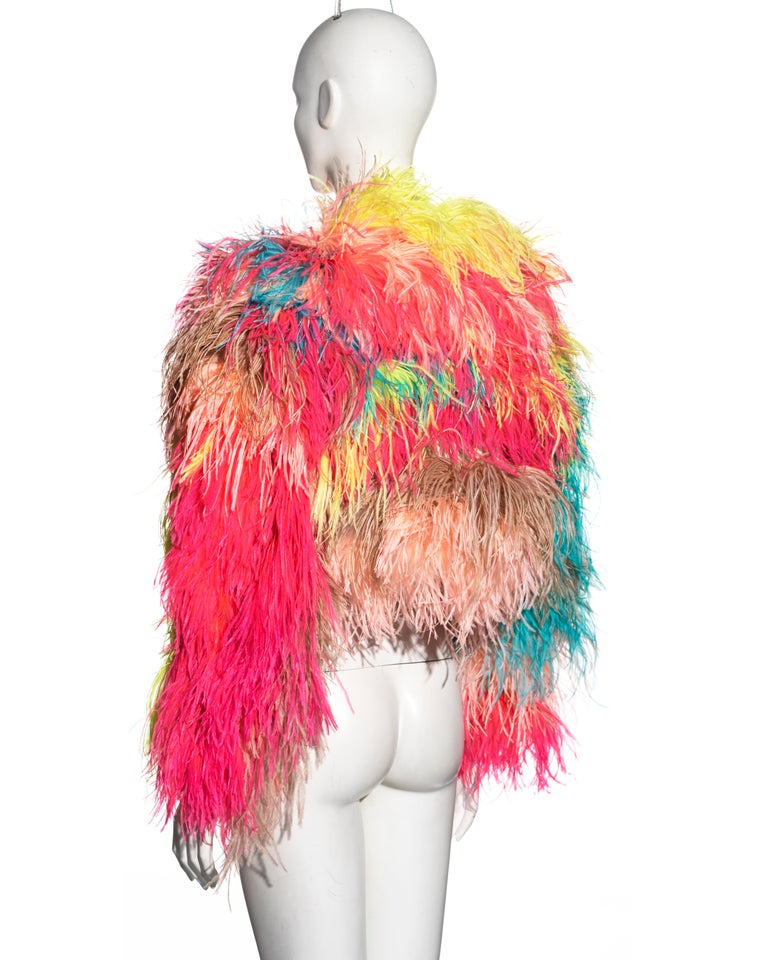 Dolce & Gabbana multicoloured ostrich feather-embellished bolero jacket, fw 2021 For Sale 7