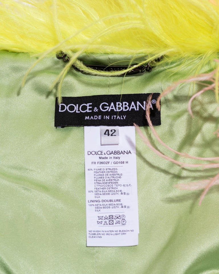 Dolce & Gabbana multicoloured ostrich feather-embellished bolero jacket, fw 2021 For Sale 9