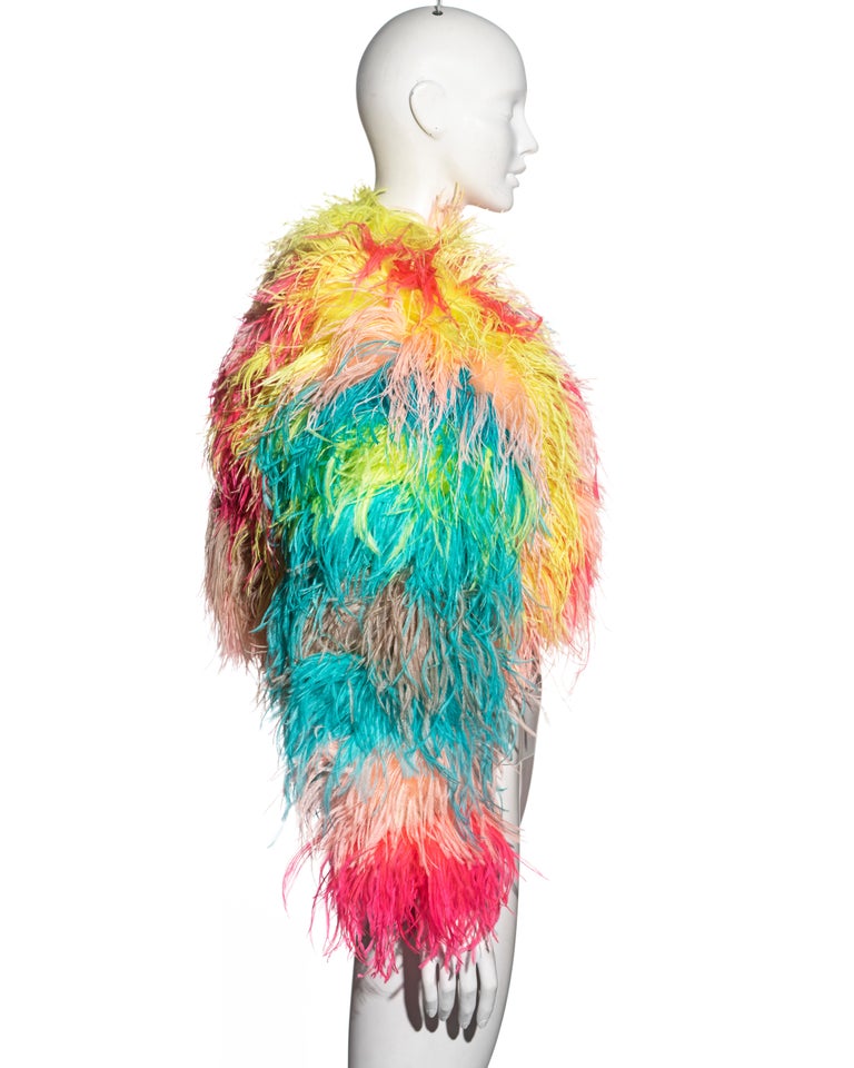 Dolce & Gabbana multicoloured ostrich feather-embellished bolero jacket, fw 2021 For Sale 2