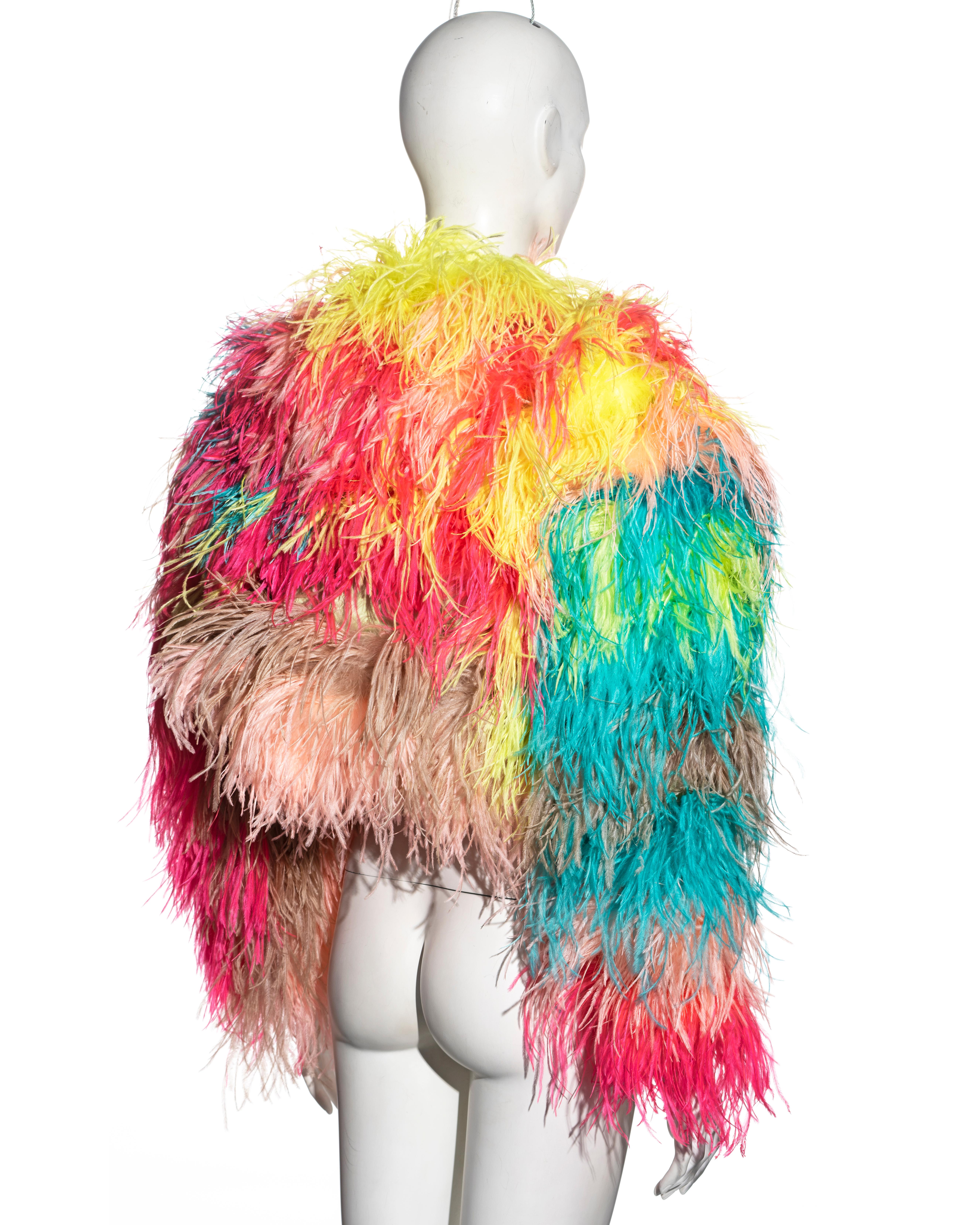Dolce & Gabbana Mehrfarbige Bolerojacke mit Straußenlederverzierung und Straußenlederverzierung, H/W 2021 im Angebot 3