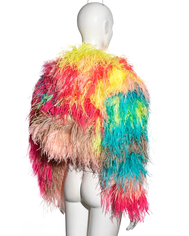 Dolce & Gabbana multicoloured ostrich feather-embellished bolero jacket, fw 2021 For Sale 3