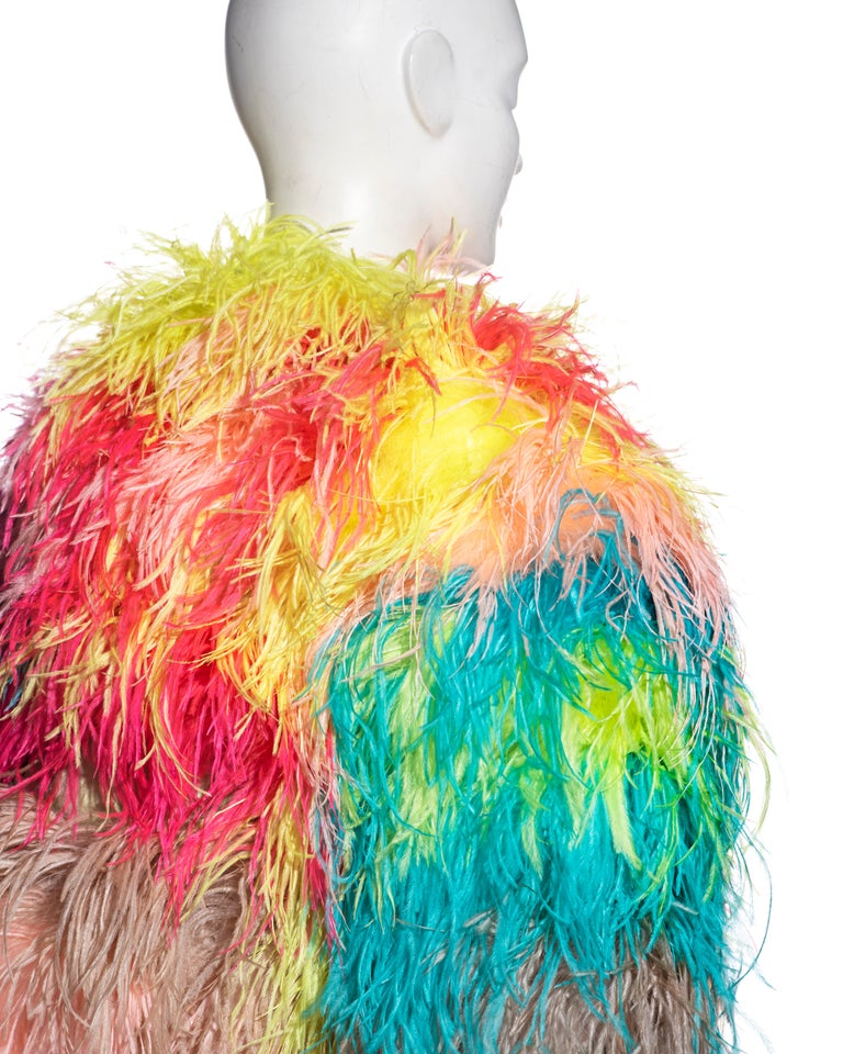 Dolce & Gabbana multicoloured ostrich feather-embellished bolero jacket, fw 2021 For Sale 4