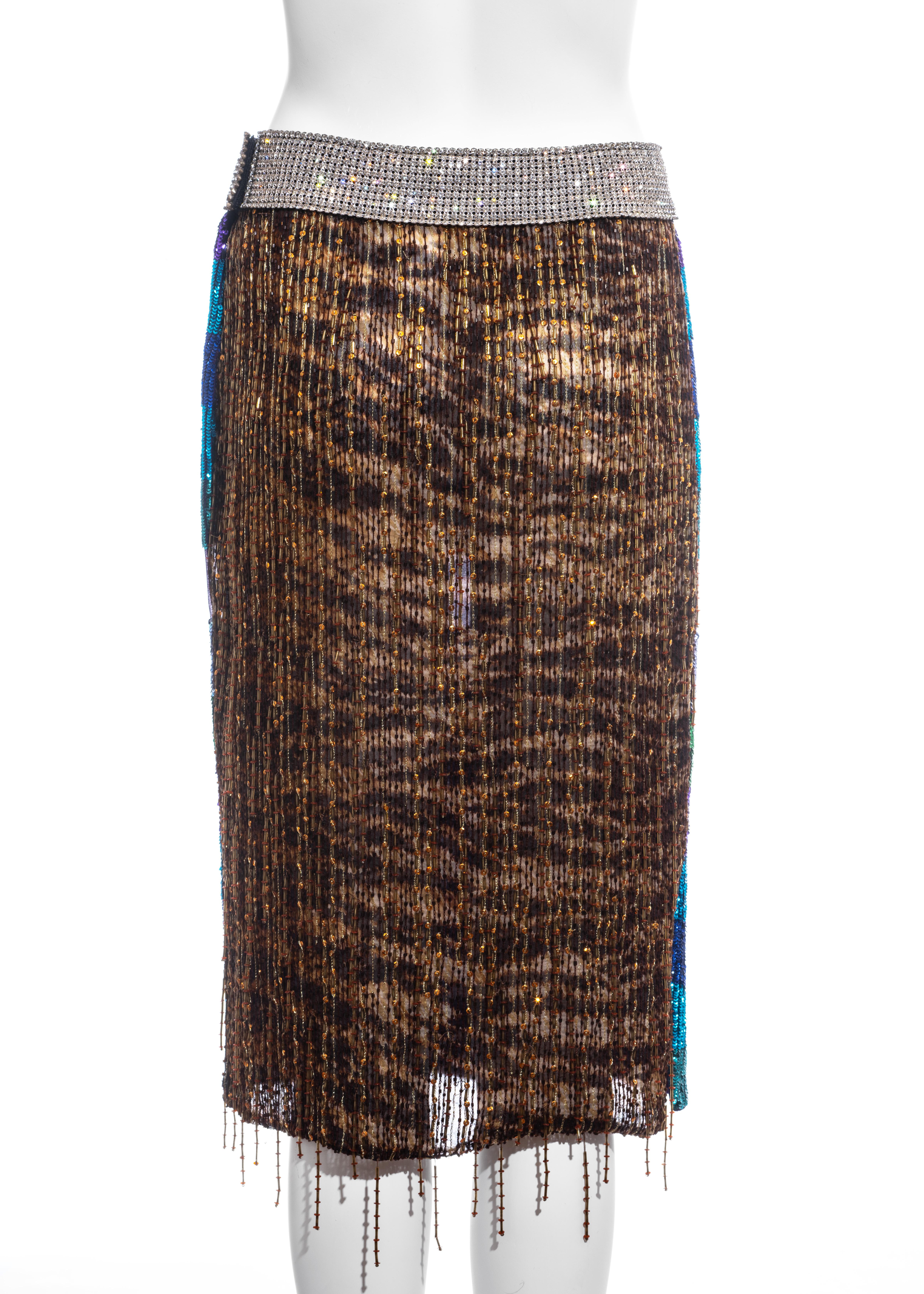 Dolce & Gabbana multicoloured silk sequin and beaded evening skirt, ss 2000 In Good Condition In London, GB