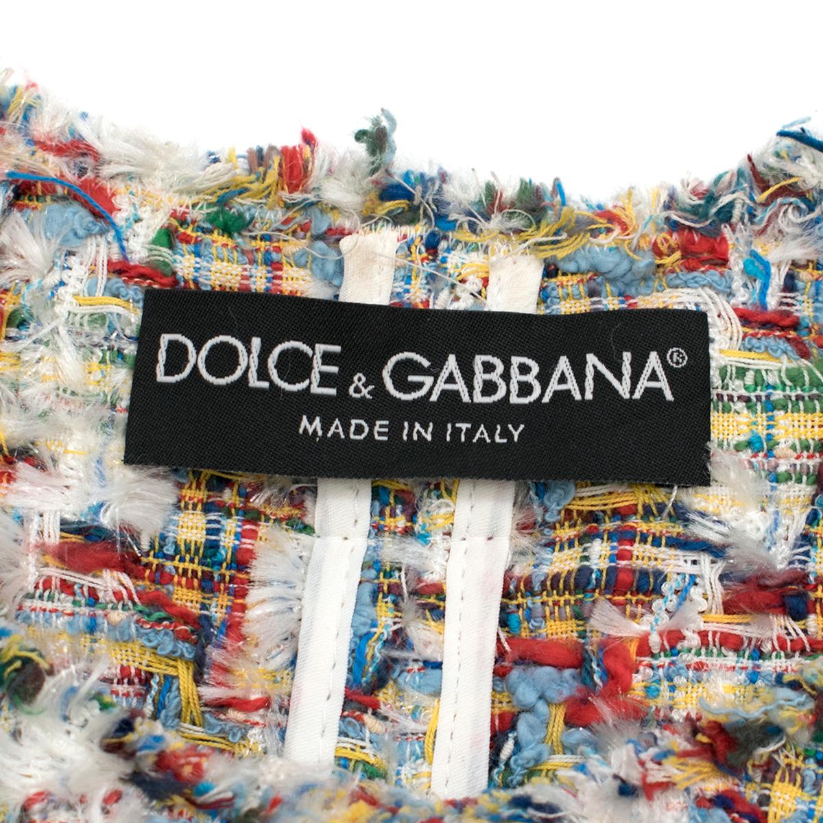 Gray Dolce & Gabbana Multicoloured Tweed Boucle Blazer - Size US 6