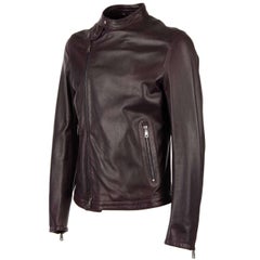 Dolce & Gabbana - Nappa Leather Biker Jacket with Pockets Purple 48