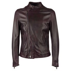 Dolce & Gabbana - Nappa Leather Biker Jacket with Pockets Purple 48